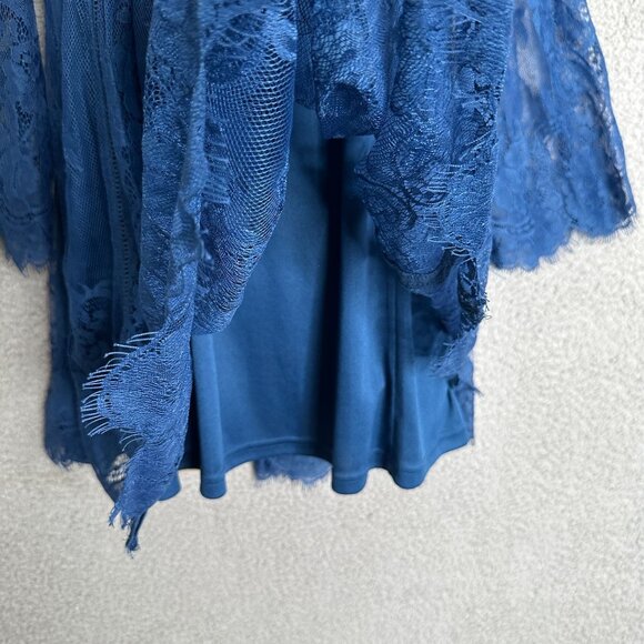 V Christina Lace Top Size Medium Blue Whimsigoth Fairy Boho Y2K Victorian - Picture 6 of 9